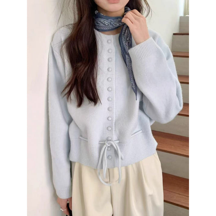 Damen lässige Strickjacke mit Knöpfen Drune