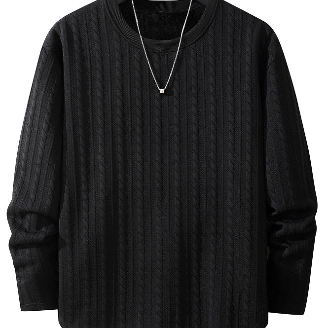 Herren Feinstruktur-Grobstrick Rundhals-Sweatshirt mit Zopfmuster & relaxed Schnitt Drune