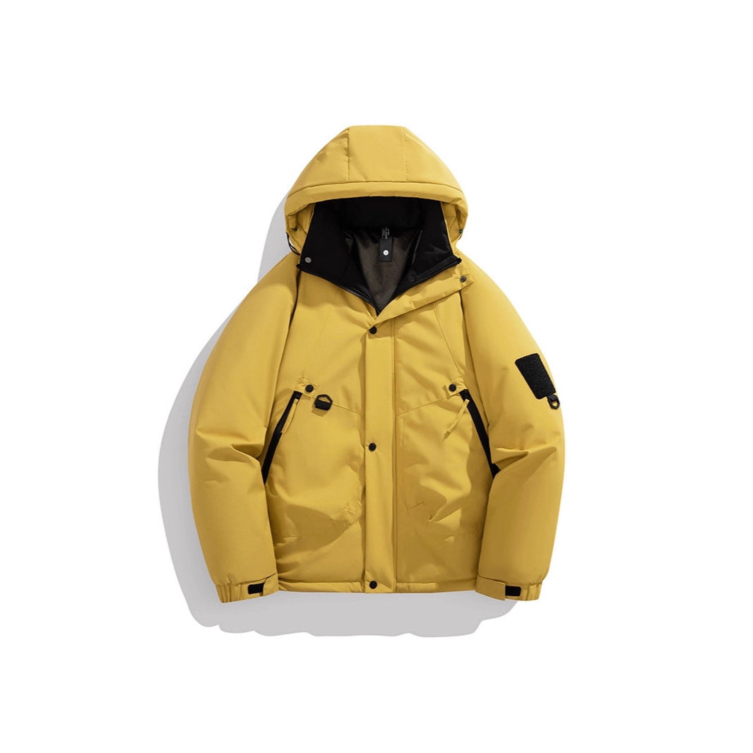 Herren Wattierte Kapuzenjacke im Utility‑Stil mit Multifachtaschen und verstellbarem Saum Drune