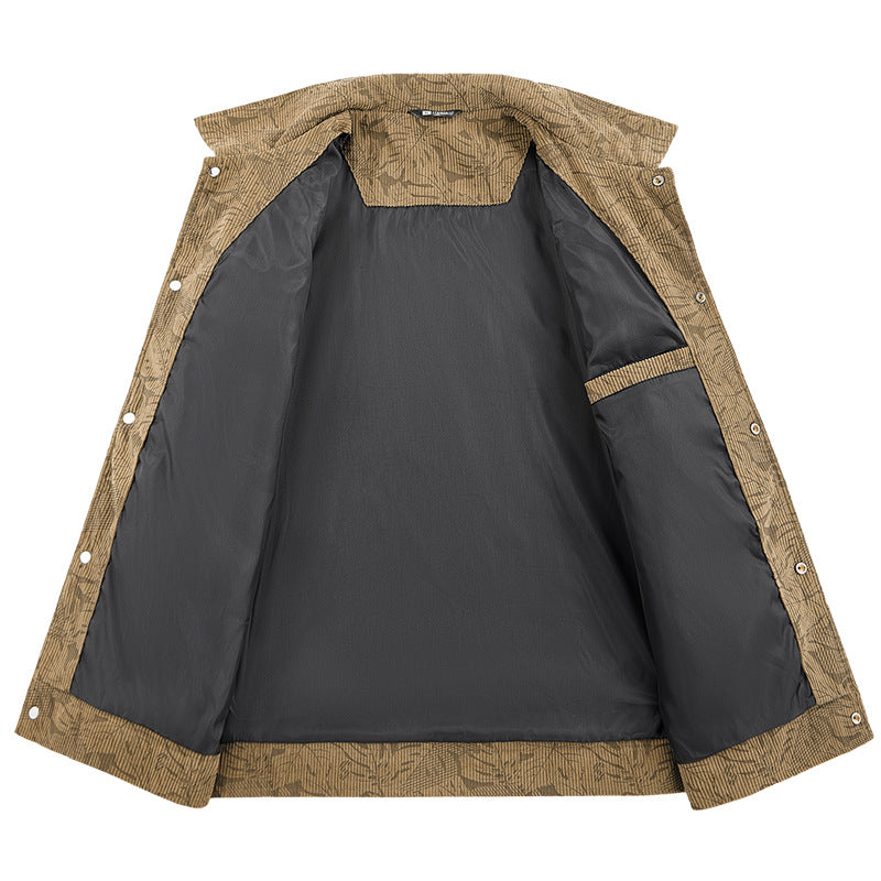Herren Modische Cordjacke mit einzigartigem Jacquard-Muster Drune