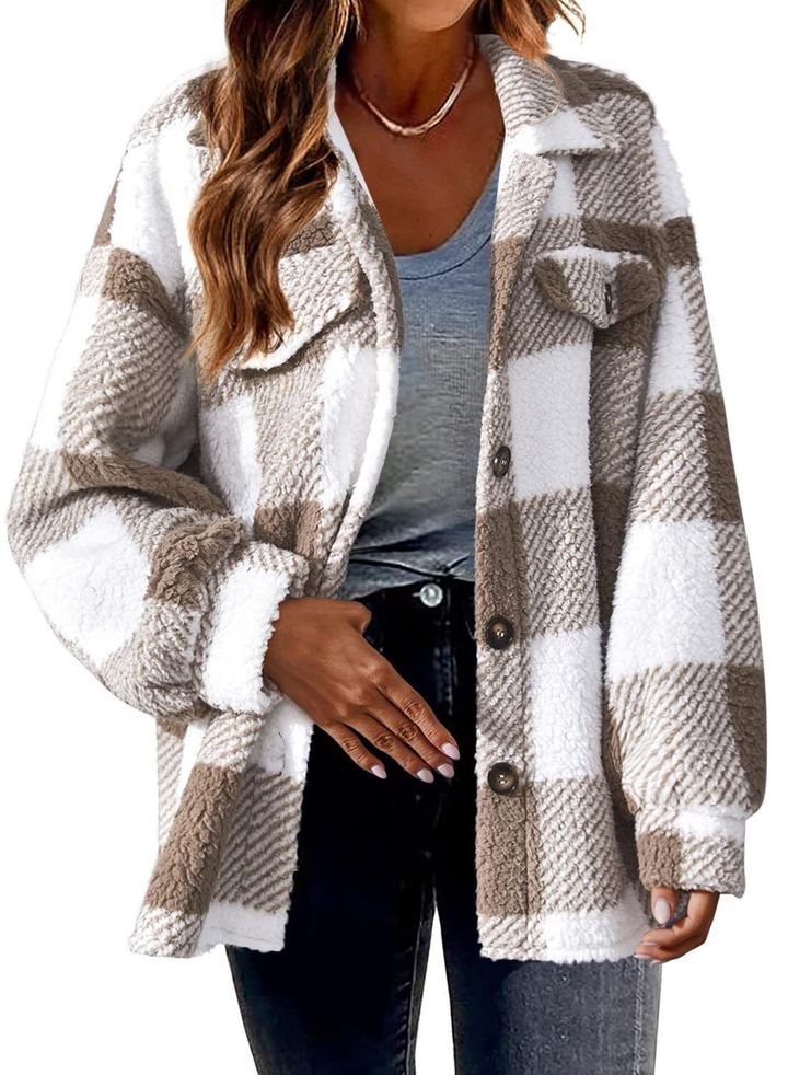 Drune | Fleece Jacke mit Karomuster - Warme