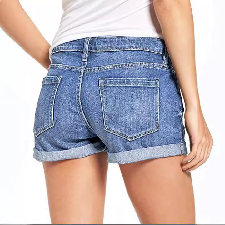 Damen Destroyed Denim-Shorts im lässigen Freizeitstil Drune