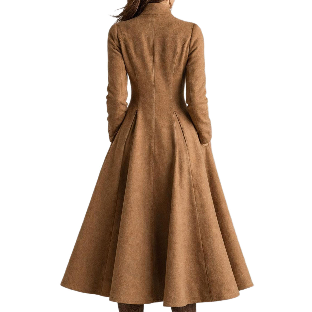 Damen tailliertes Mantelkleid mit doppelreihiger Knopfleiste und ausgestelltem Rock Drune