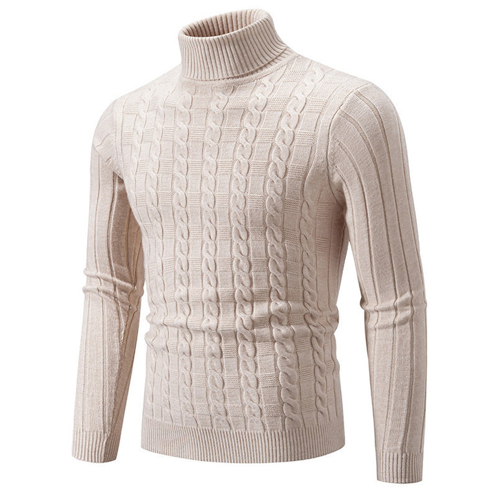 Herren modischer Rollkragenpullover mit strukturiertem Zopfdesign Drune