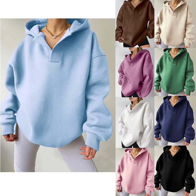 Damen Oversized Hoodie mit modernem Kragen und lässiger Passform Drune