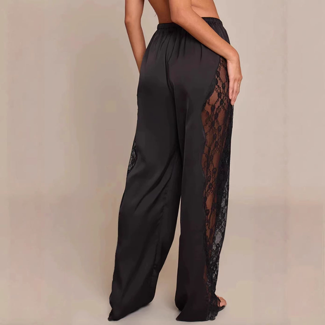 Damen Elegante und fließende Satin-Hosen Drune