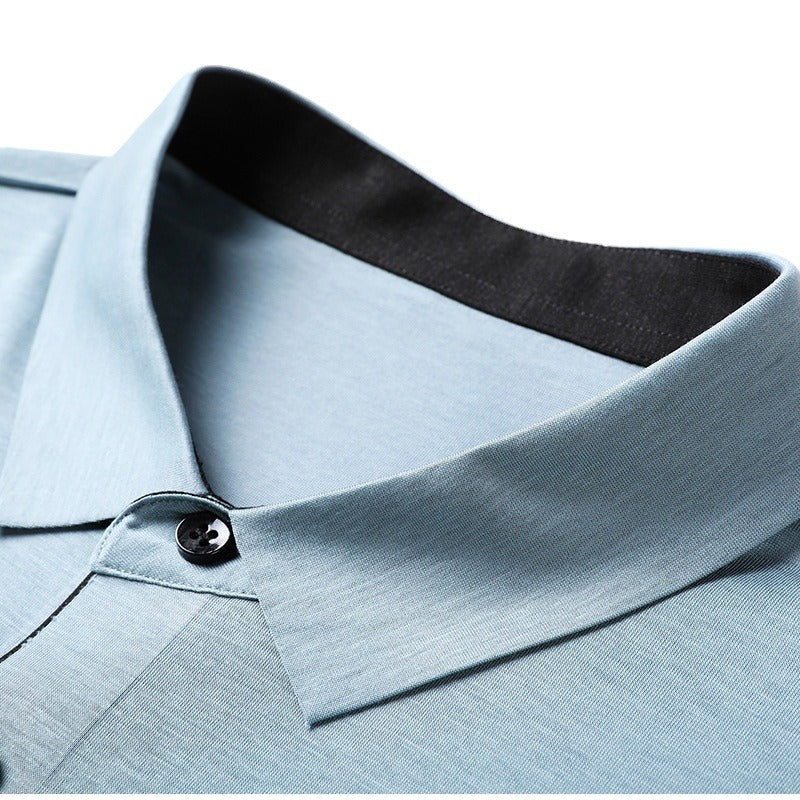 Herren Langarm-Polohemd mit modernem Kragen und feiner Textur Drune