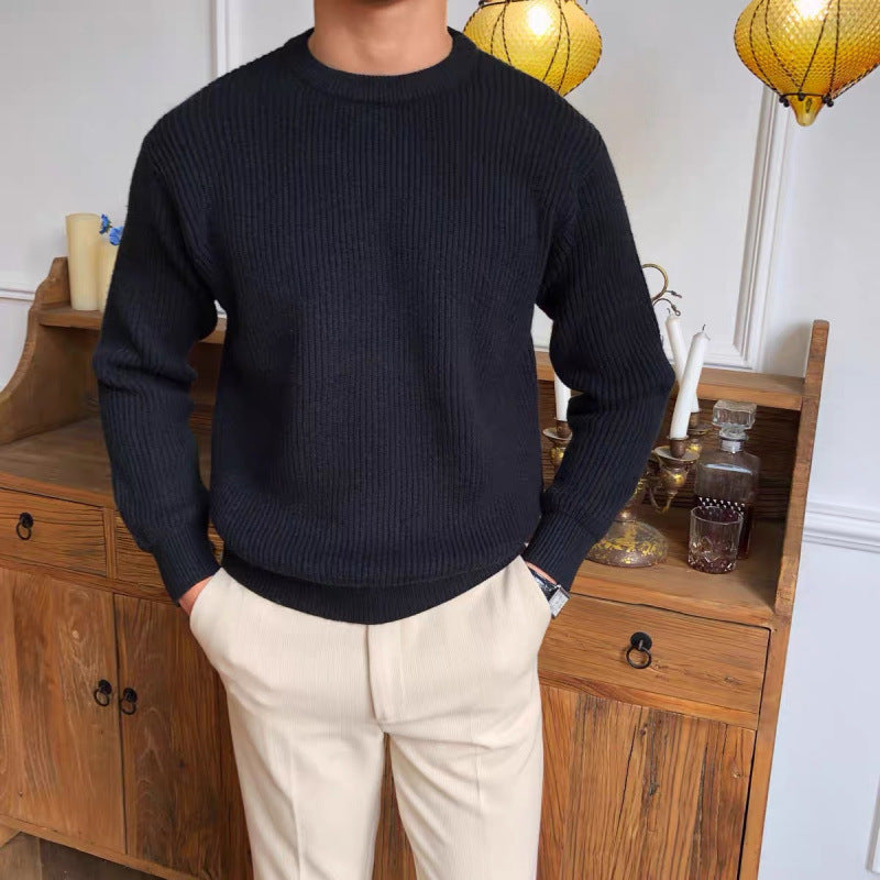 Herren Grobstrickpullover mit Rundhalsausschnitt Drune