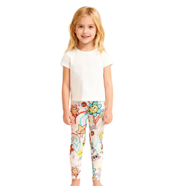 Mädchen Leggings mit buntem Frühlingsdesign Drune