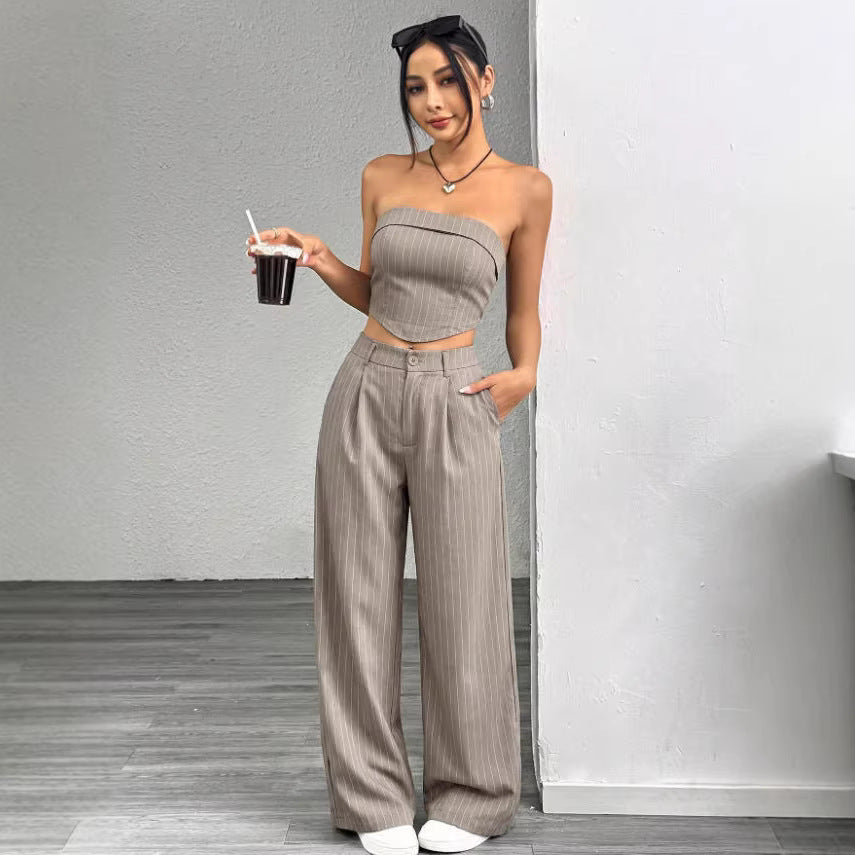 Damen elegantes und luftiges Set mit Streifenmuster Drune
