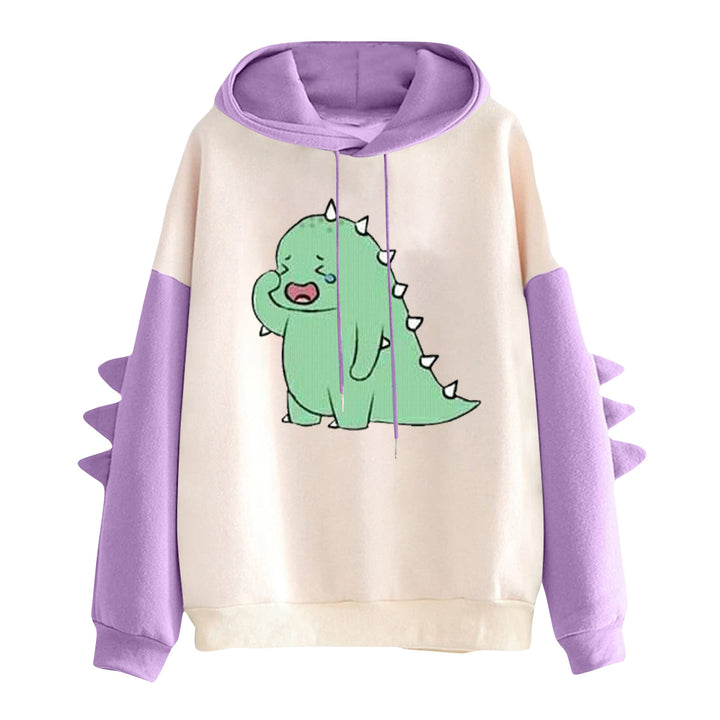 Damen nan Kapuzenpullover mit niedlichem Dinosaurier-Print und dreidimensionalen Ärmeldetails Drune