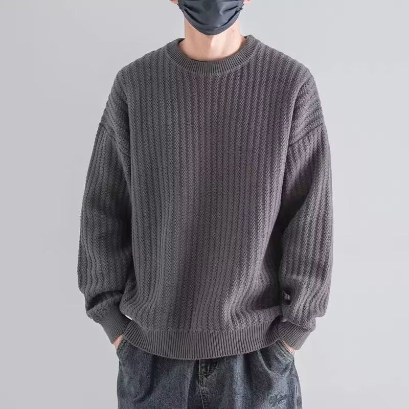 Herren Gemütlicher Grobstrickpullover mit Rundhalsausschnitt Drune