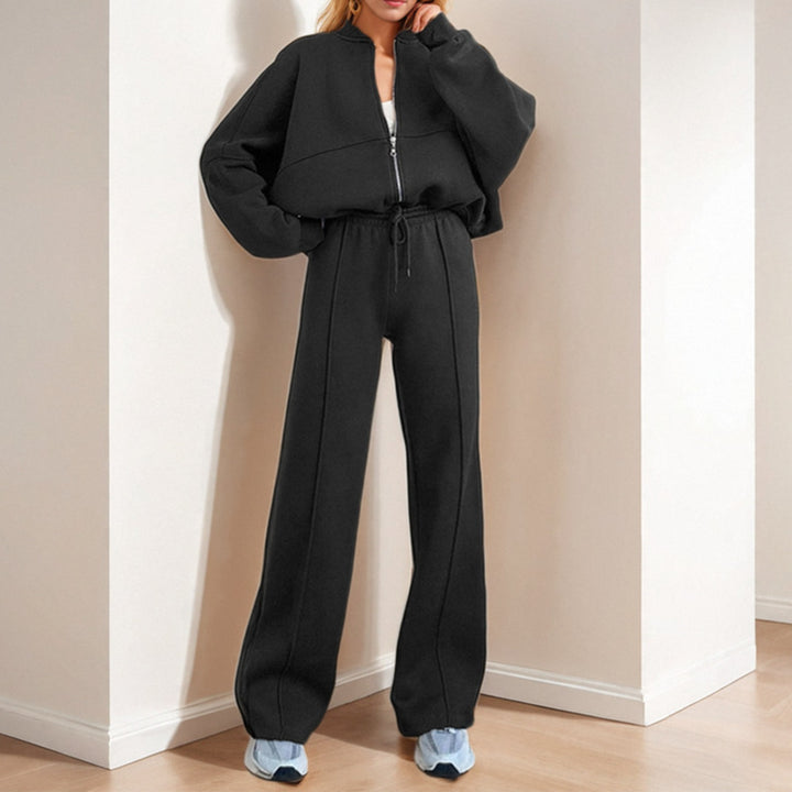 Damen lässiger Zweiteiler mit oversized Hoodie und eleganter Hose Drune