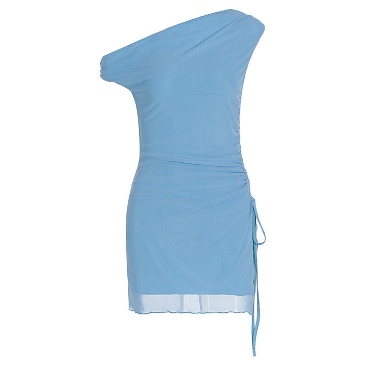 Damen Raffiniertes One-Shoulder Minikleid mit seitlicher Raffung Drune