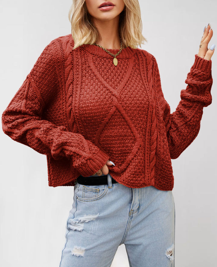 Damen Grobstrickpullover mit strukturiertem Zopfmuster Drune