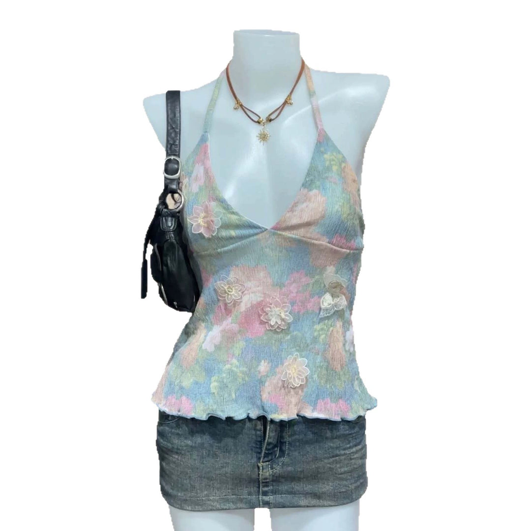 Damen zartes Sommer-Top mit floralen Details Drune