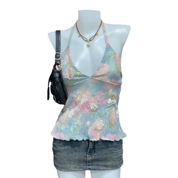Damen zartes Sommer-Top mit floralen Details Drune