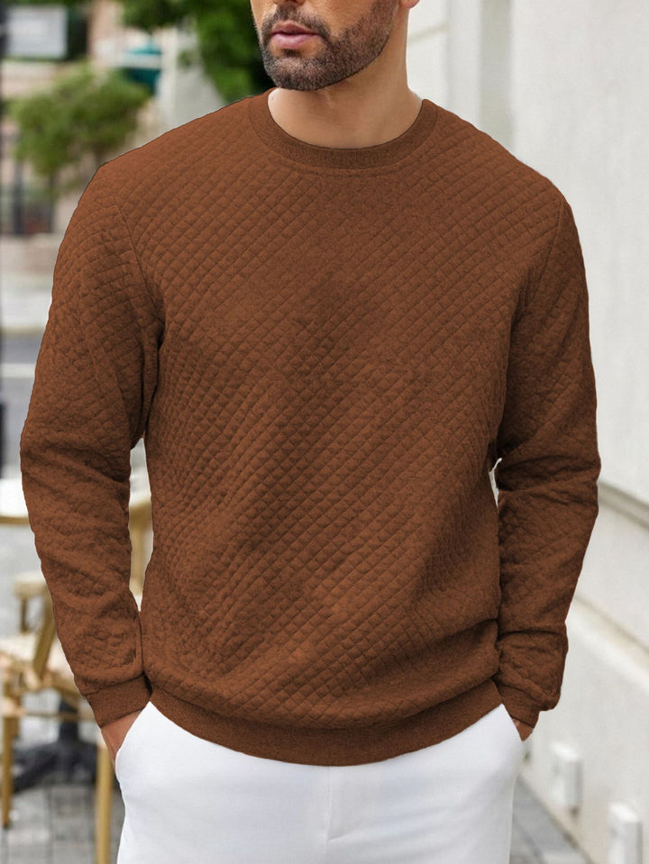 Herren gesteppter Sweatpullover mit Rautensteppung, geripptem Kragen und komfortablem Regular Fit Drune