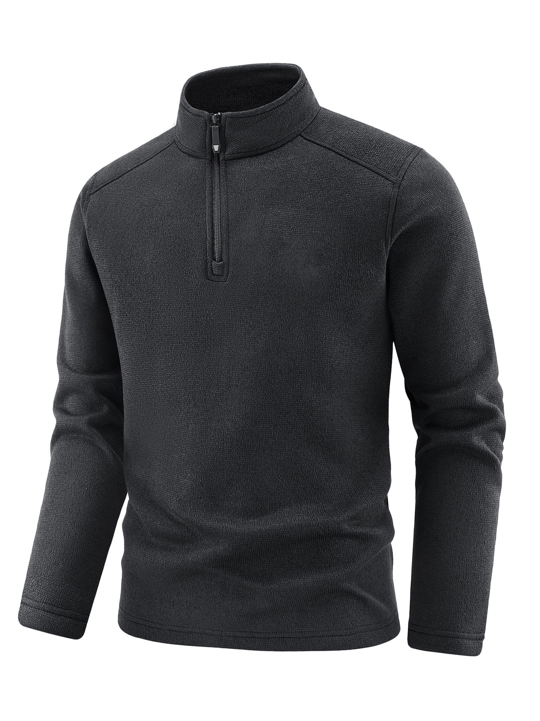 Herren Thermischer Strick-Fleecepullover mit halbem Reißverschluss und Stehkragen Drune
