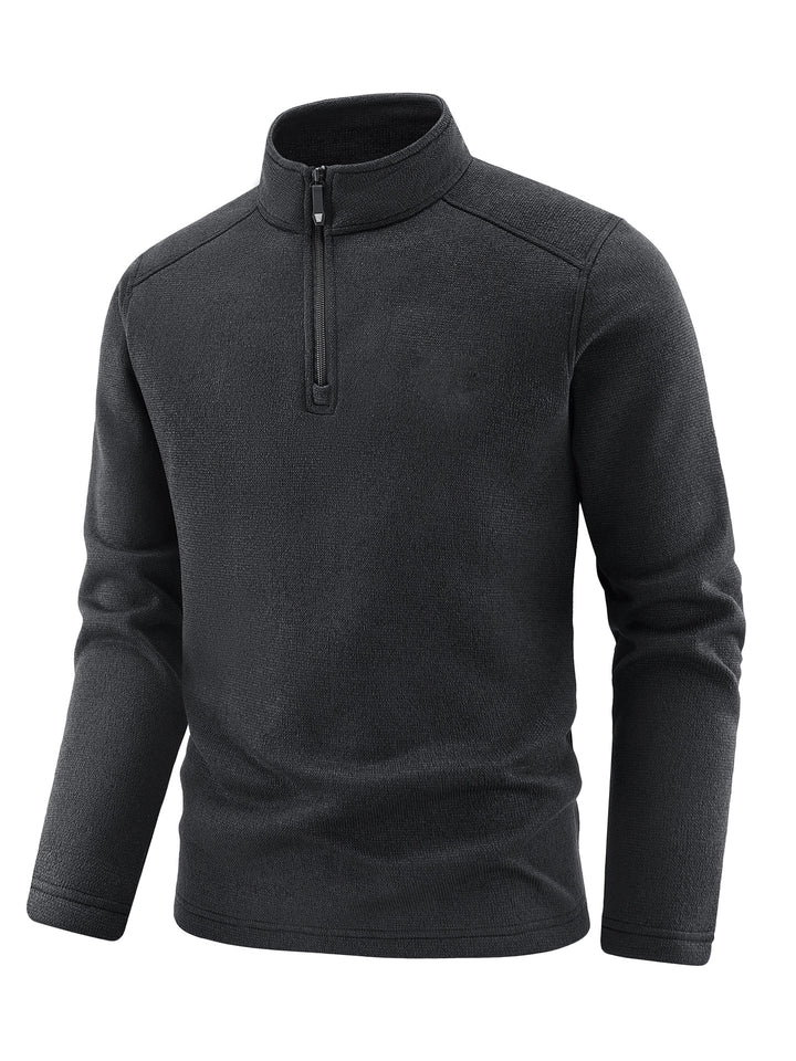Herren Thermischer Strick-Fleecepullover mit halbem Reißverschluss und Stehkragen Drune