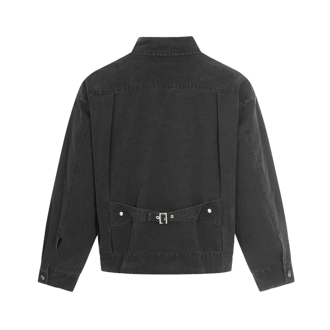 Herren Canvas-Utility-Blousonjacke mit Tunnelzug und Ziersteppungen Drune