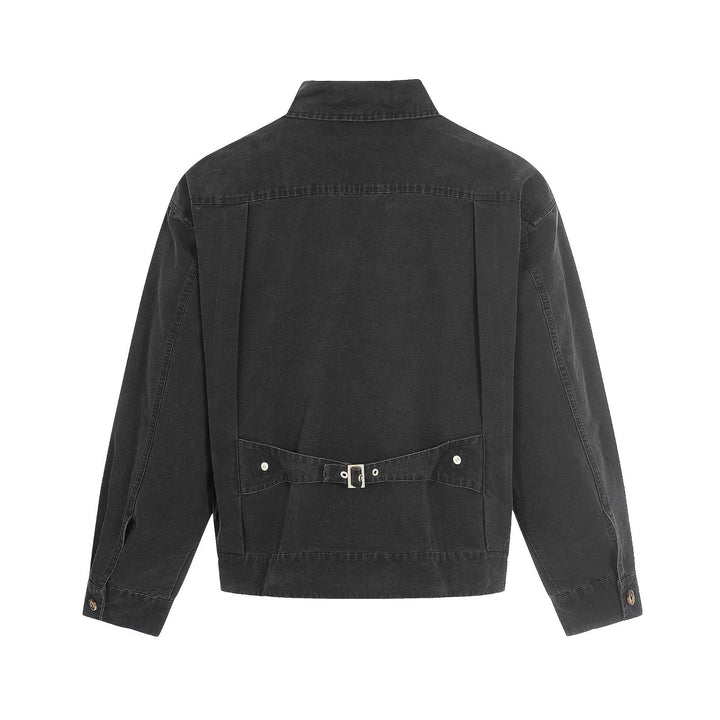 Herren Canvas-Utility-Blousonjacke mit Tunnelzug und Ziersteppungen Drune