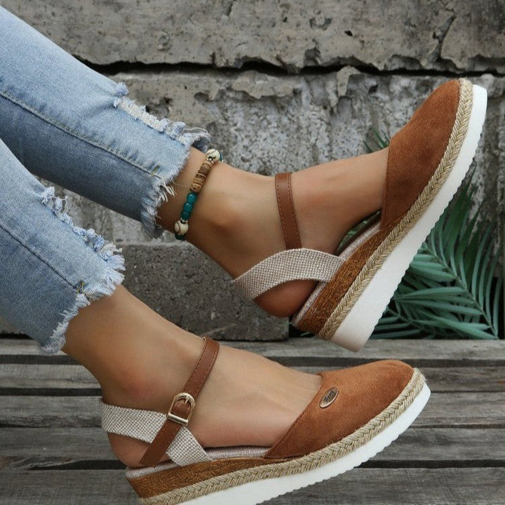 Damen Wedge-Sandalen mit geflochtenem Riemendesign und komfortablem Fußbett Drune