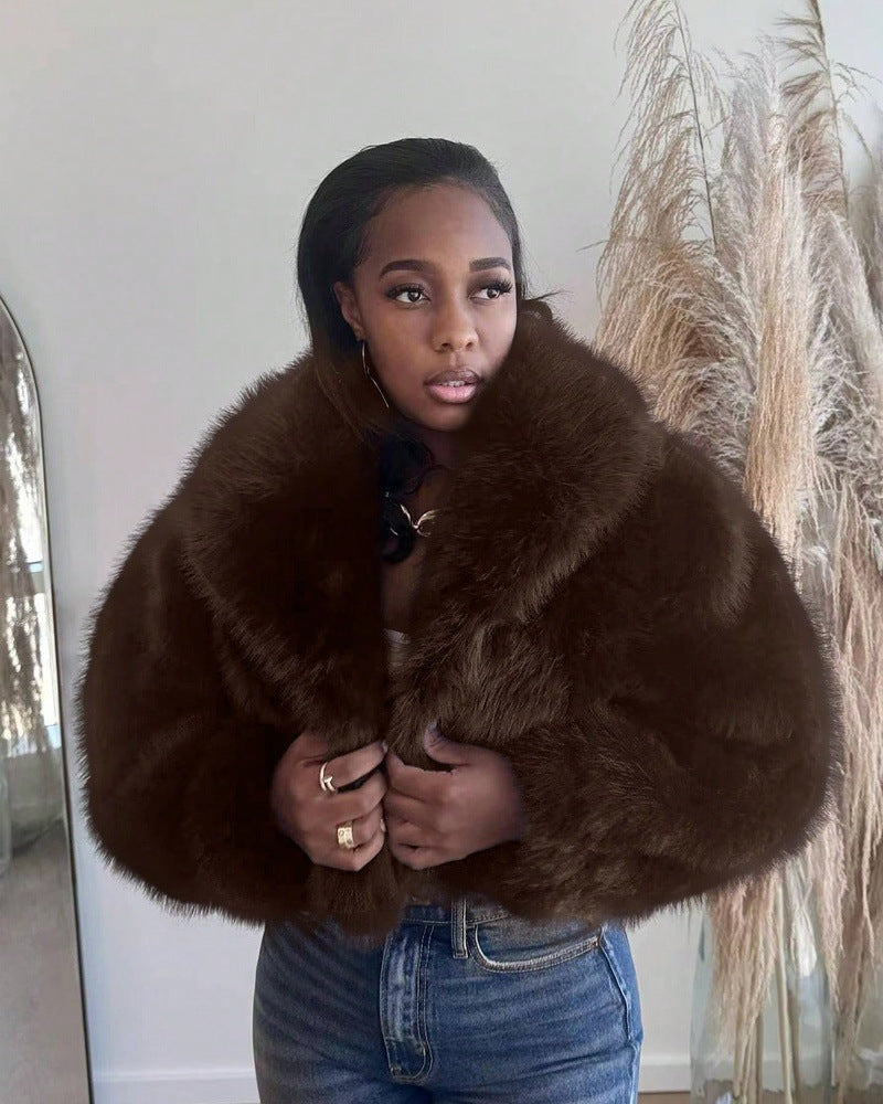 Damen Kuschelige Felljacke im Trend Drune