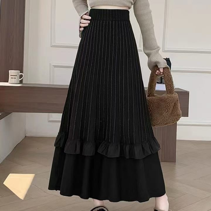 Damen Eleganter Maxi-Rock mit Volant und strukturiertem Design Drune