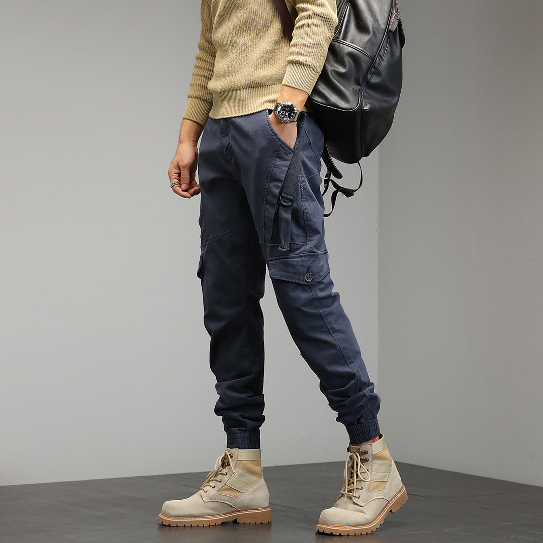 Herren Tapered‑Cargo‑Joggerhose mit ergonomischen Knieabnähern, Klapp‑Utility‑Taschen und geripptem Knöchelabschluss Drune