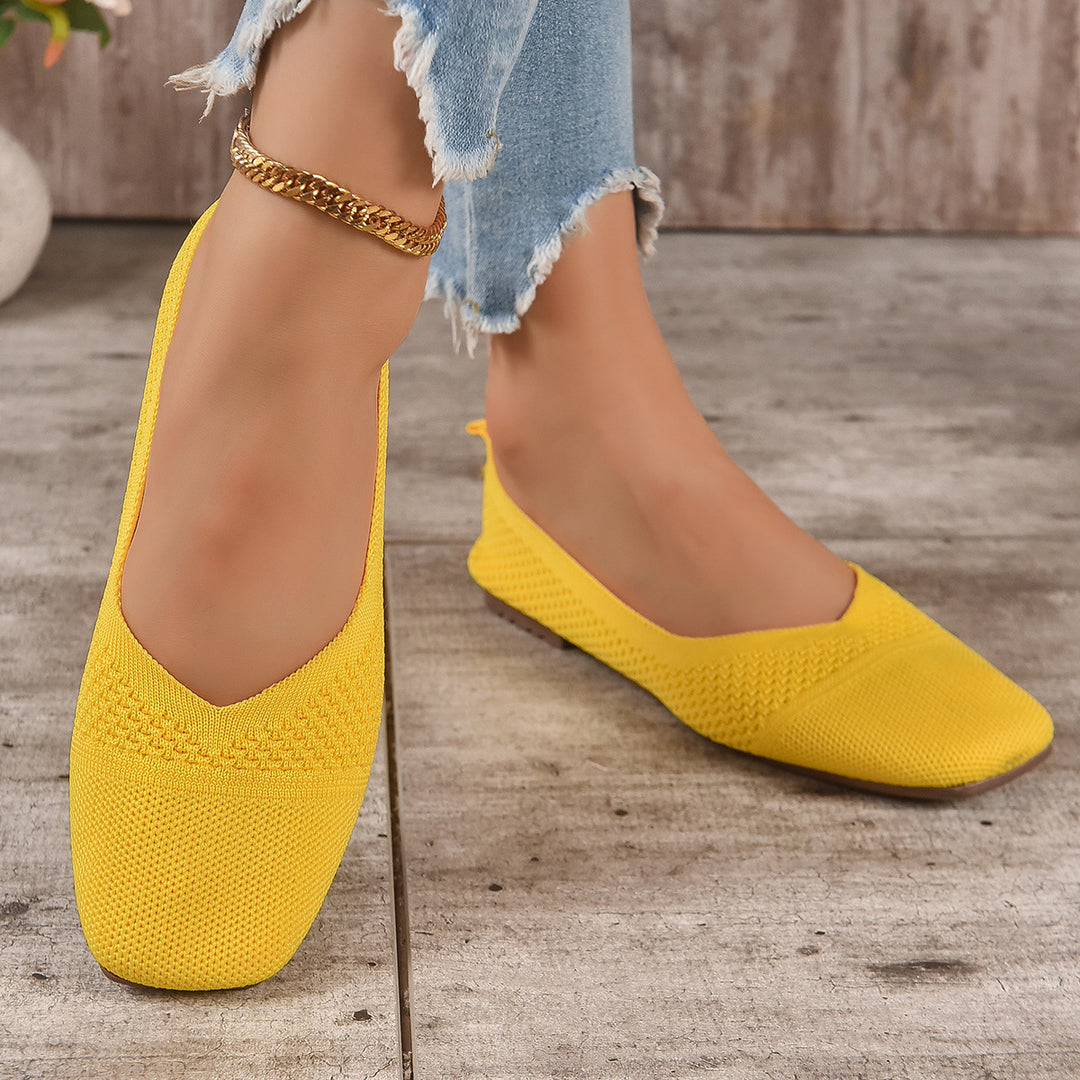 Damen atmungsaktive Ballerinas mit elegantem Lochmuster und rutschfester Sohle Drune