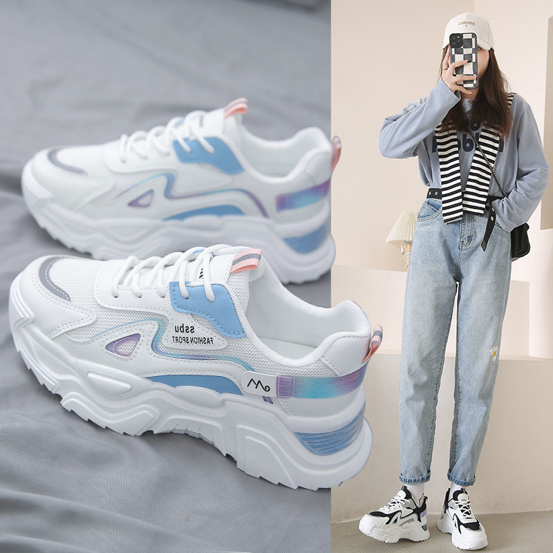 Damen Sportliche Sneakers mit voluminöser Sohle und reflektierenden Akzenten Drune