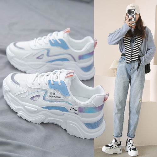 Damen Sportliche Sneakers mit voluminöser Sohle und reflektierenden Akzenten Drune