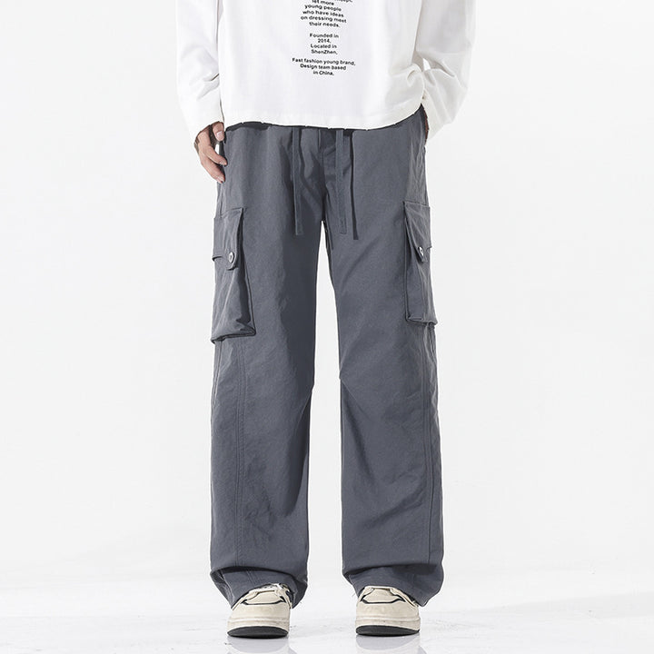 Herren Weite Twill-Cargohose mit Kordelbund und großen Patten-Taschen Drune