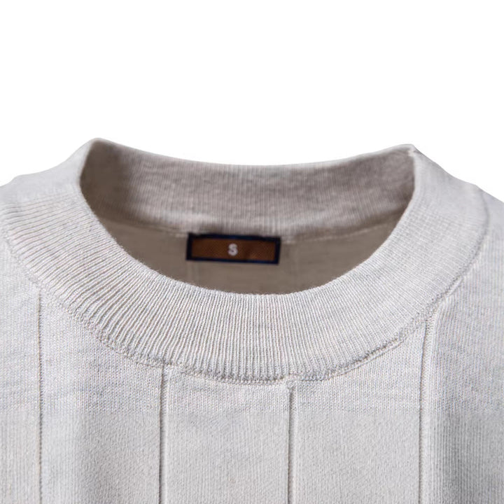 Herren nan leichter Kurzarm-Strickpullover mit feiner Rippenstruktur und Rundhalsausschnitt Drune