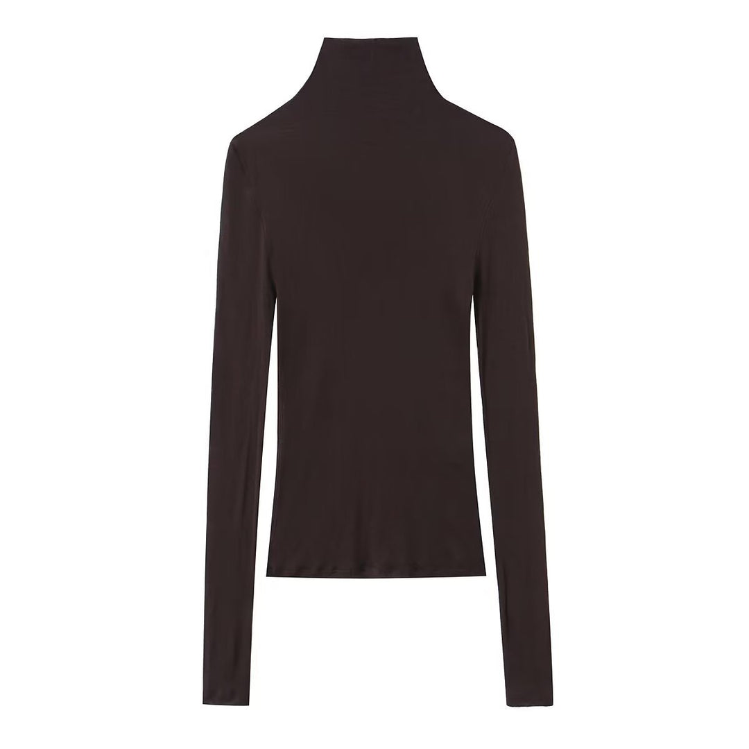 Damen Enganliegendes Langarm-Top mit hohem Rollkragen und Stretch‑Jersey Drune