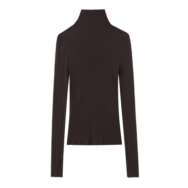 Damen Enganliegendes Langarm-Top mit hohem Rollkragen und Stretch‑Jersey Drune