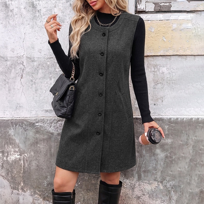 Damen Langer Wollmantel Drune