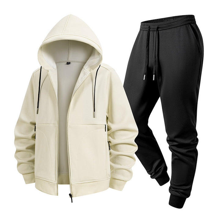 Herren Zweiteiliges Kapuzen-Trainingsset aus Thermofleece mit Reißverschluss-Hoodie und konischer Jogginghose Drune