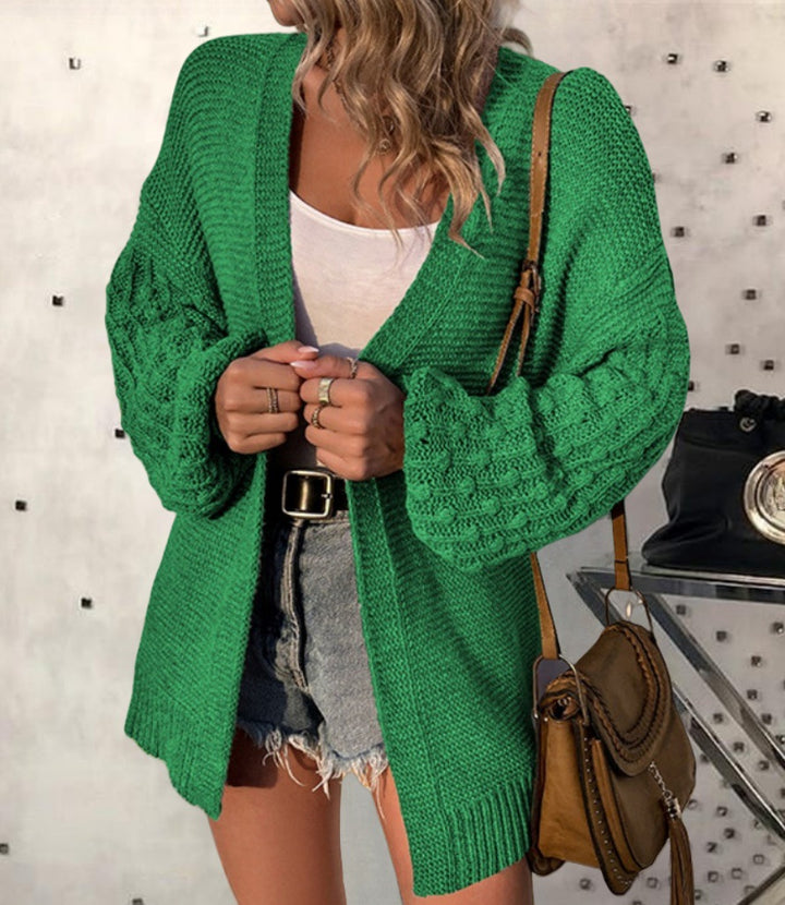Damen modischer Strickcardigan mit voluminösen Ärmeln und offenem Schnitt Drune