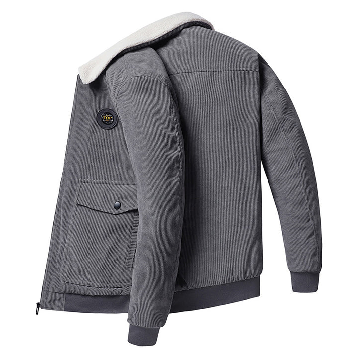Herren nan Cordjacke mit Teddykragen, aufgesetzten Klappentaschen und elastischen Bündchen Drune
