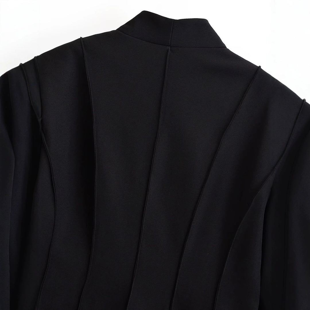 Damen Taillierter Blazer mit Schalkragen, verdeckter Knopfleiste und Pattentaschen Drune