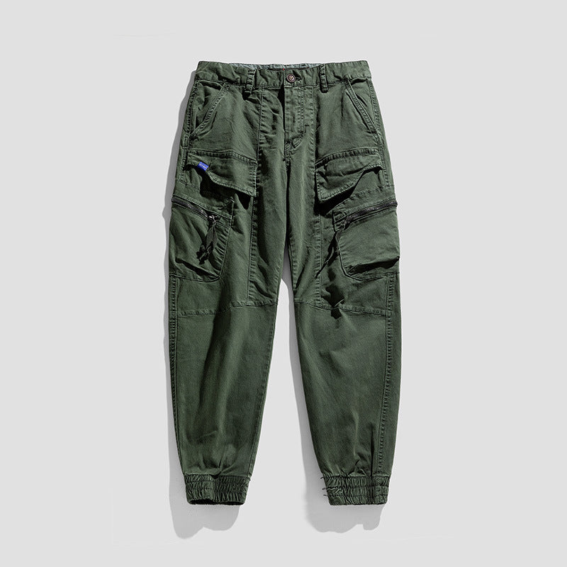 Herren Multifunktionale Cargo-Jogginghose im Tactical-Canvas-Stil mit Knie‑Paneelen, Reißverschluss‑ und Klappentaschen Drune