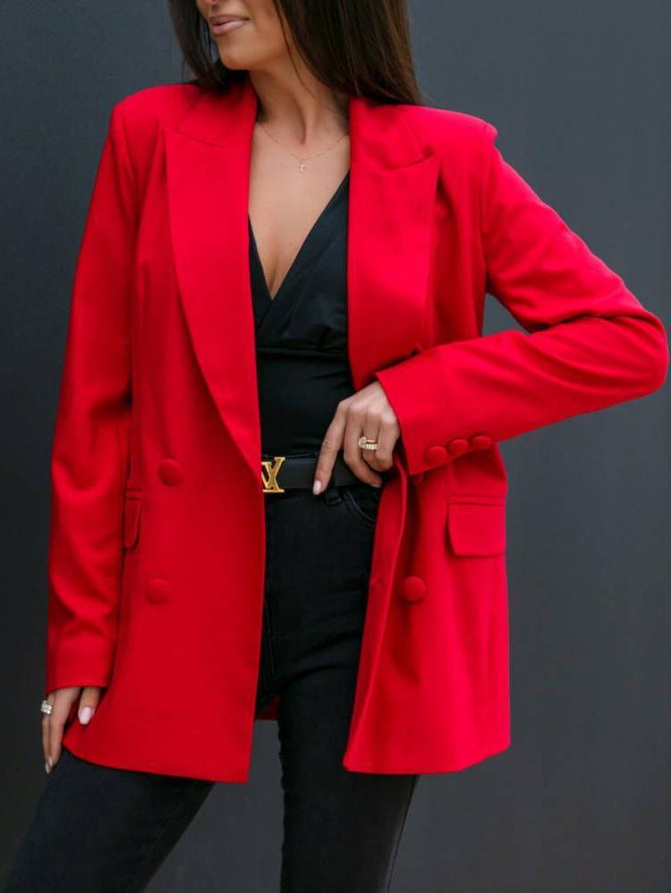 Damen Eleganter Oversized-Blazer mit doppelter Knopfleiste und schlichten Details Drune