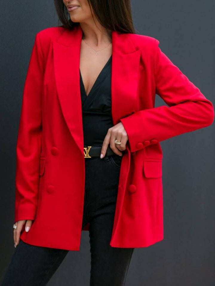 Damen Eleganter Oversized-Blazer mit doppelter Knopfleiste und schlichten Details Drune