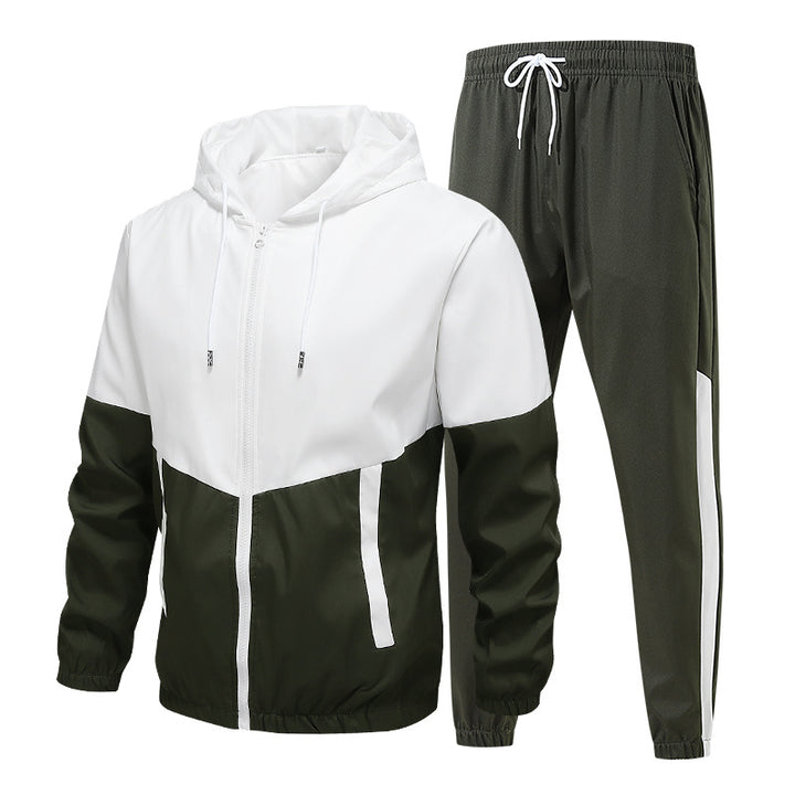 Herren Zweiteiliges Trainingsset mit Kapuzen-Windbreaker und tapered Jogginghose Drune