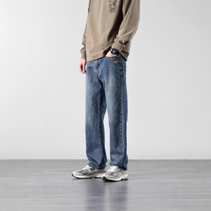 Herren Bequeme Weitbein-Jeans Drune