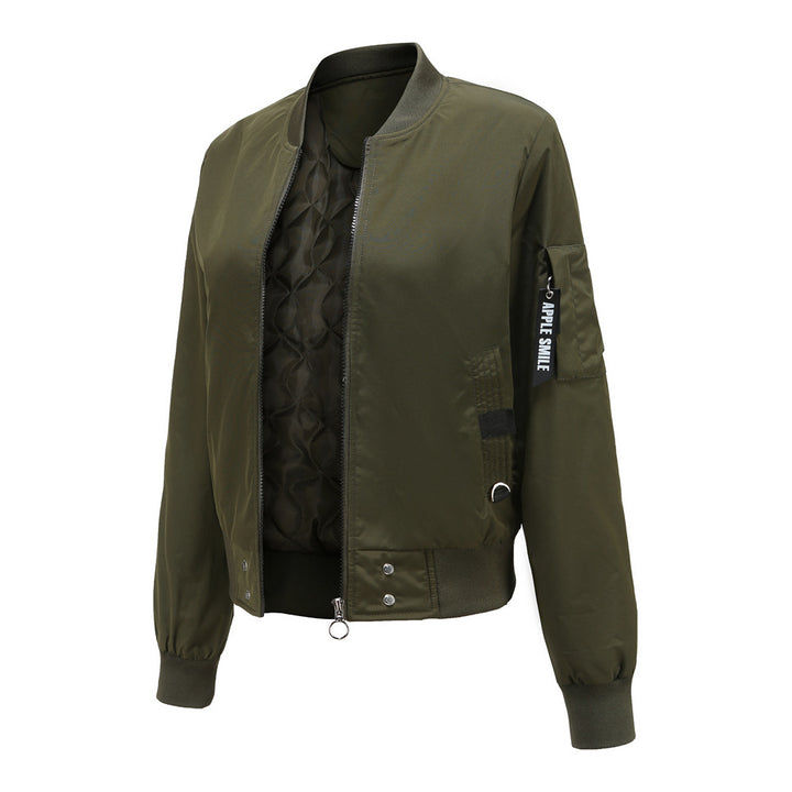 Damen modische Bomberjacke mit praktischen Taschen und seitlichen Einsätzen Drune