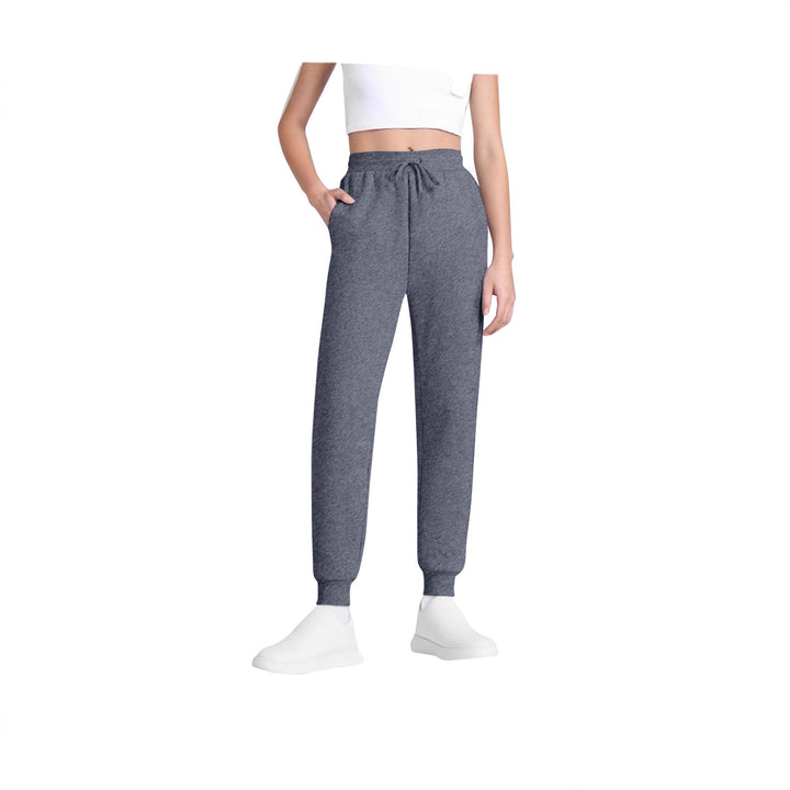 Damen nan schlanke hochgeschnittene Jogginghose mit Tunnelzug, Eingrifftaschen und Bündchen Drune