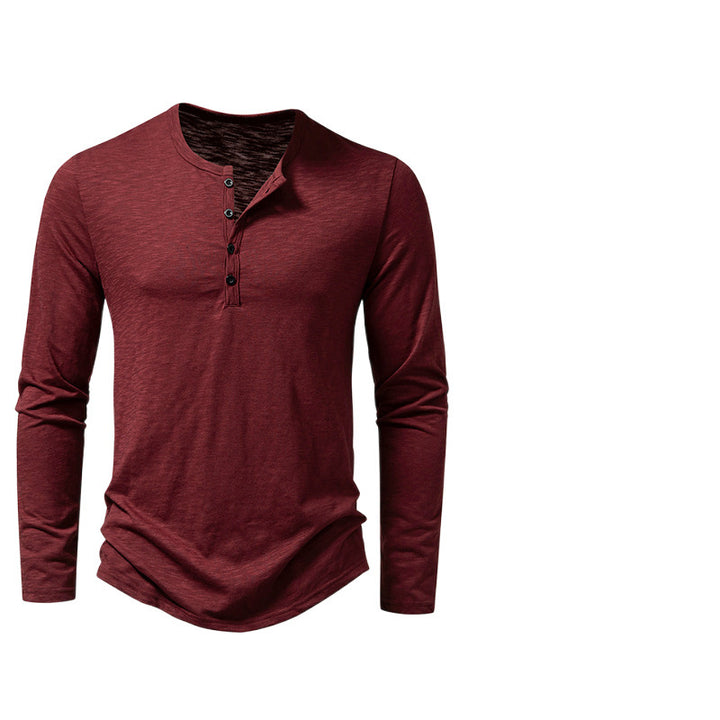 Herren nan Feinstrick-Henley mit Rundhalsausschnitt, verdeckter Knopfleiste und figurbetonter Passform Drune